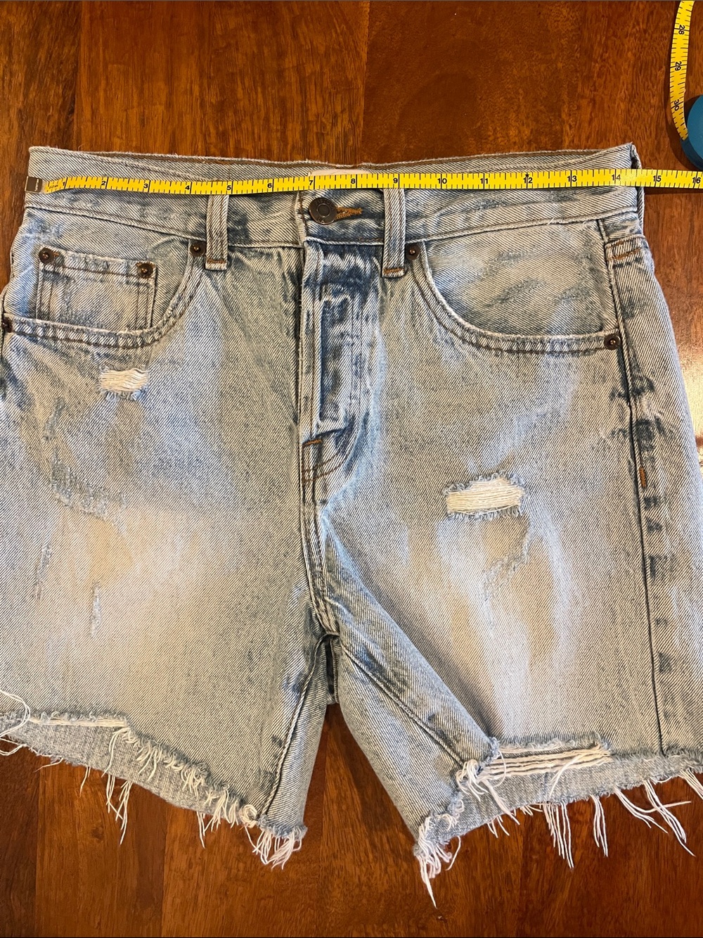 Pistola Distressed Button Fly Denim Shorts, size 27 - Picture 3 of 8